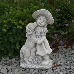 Gartendekoparadies Enfants & Anges-Petite fille avec chien