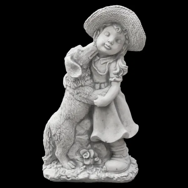 Gartendekoparadies Enfants & Anges-Petite fille avec chien