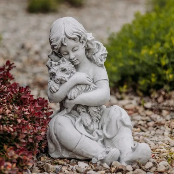 Gartendekoparadies Enfants & Anges-Petite fille avec chien
