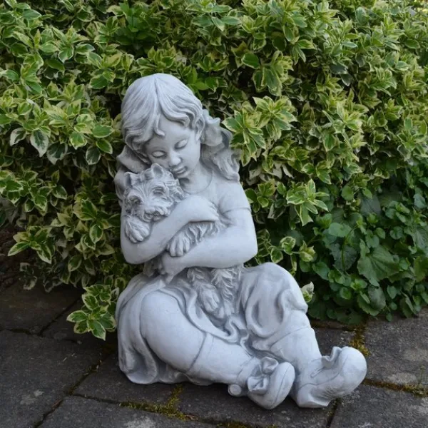Gartendekoparadies Enfants & Anges-Petite fille avec chien