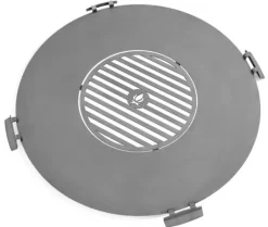 Gartendekoparadies Bols À Feu & Poêles De Jardin-Plaque en acier inox pour braséro 78 cm avec une grille 36 cm et 4 poignées