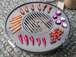 Gartendekoparadies Bols À Feu & Poêles De Jardin-Plaque pour braséro 78 cm avec une grille 36 cm et 4 poignées