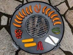 Gartendekoparadies Bols À Feu & Poêles De Jardin-Plaque pour braséro 78 cm avec une grille 36 cm et 4 poignées