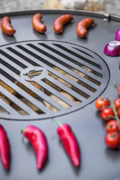 Gartendekoparadies Bols À Feu & Poêles De Jardin-Plaque pour braséro 78 cm avec une grille 36 cm et 4 poignées