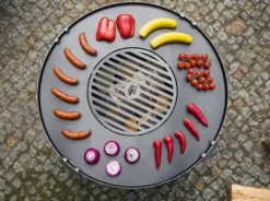 Gartendekoparadies Bols À Feu & Poêles De Jardin-Plaque pour braséro 78 cm avec une grille 36 cm et 4 poignées