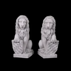 Gartendekoparadies Animaux-Prix ????spécial: Paire de Lions avec Bouclier