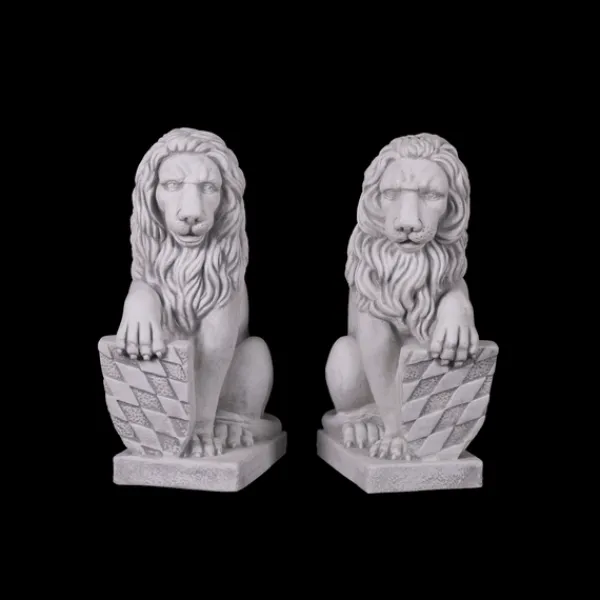 Gartendekoparadies Animaux-Prix ????spécial: Paire de Lions avec Bouclier
