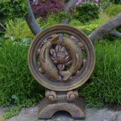 Gartendekoparadies Belle|Animaux-Sculpture exclusive avec poisson koi