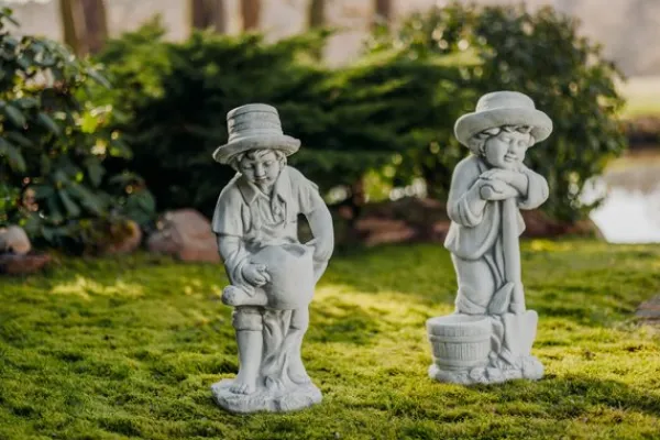 Gartendekoparadies Enfants & Anges-Set of Two Boy Figurines