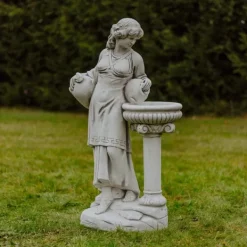 Gartendekoparadies Figures & Statues-Statue de femme au bain d'oiseau