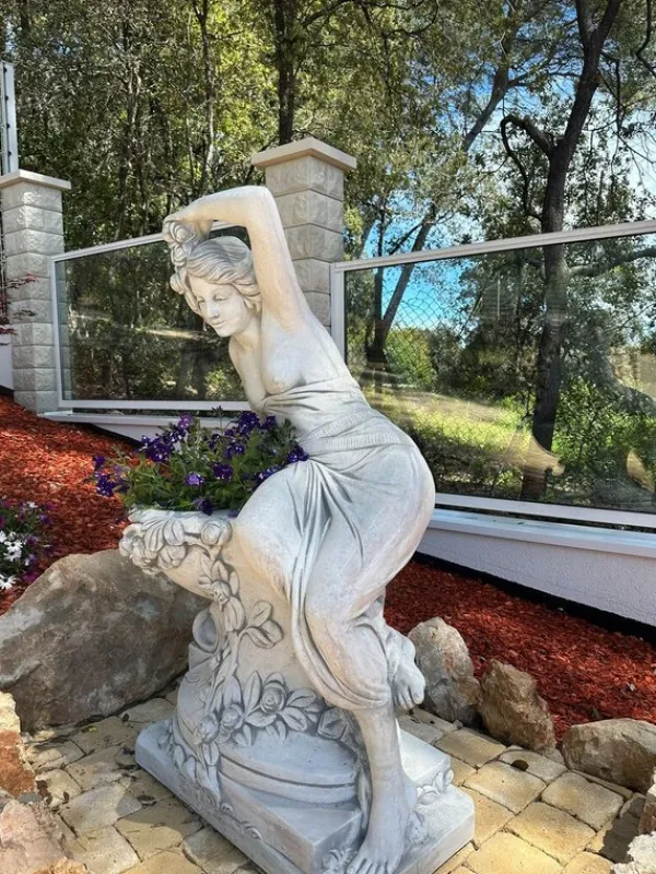 Gartendekoparadies Figures & Statues-Statue de femme avec bol à plantes