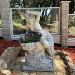 Gartendekoparadies Figures & Statues-Statue de femme avec bol à plantes