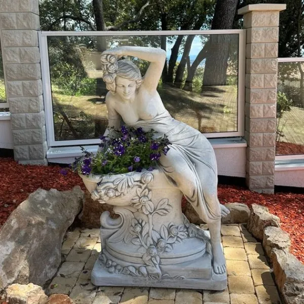 Gartendekoparadies Figures & Statues-Statue de femme avec bol à plantes
