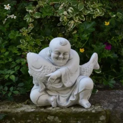 Gartendekoparadies Bouddhas-Statue du Grand Bouddha avec des poissons koi