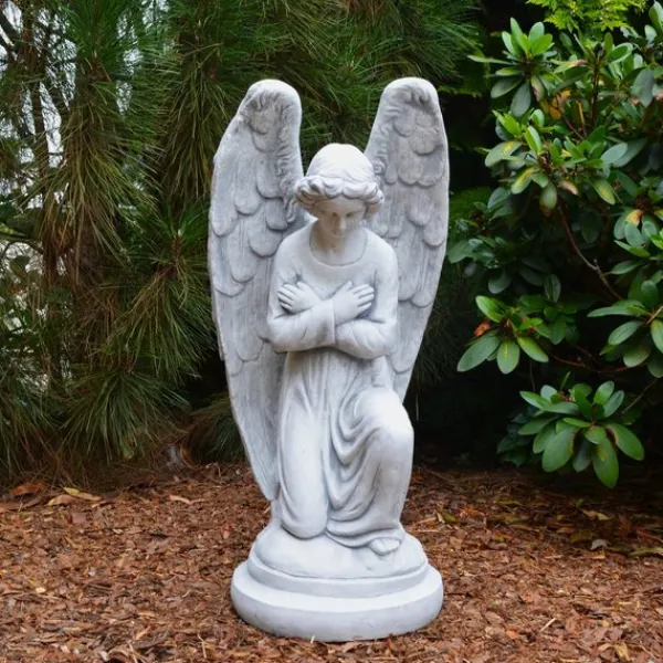 Gartendekoparadies Enfants & Anges-Statue d'ange sur socle rond