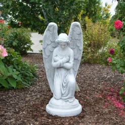 Gartendekoparadies Enfants & Anges-Statue d'ange sur socle rond