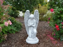 Gartendekoparadies Enfants & Anges-Statue d'ange sur socle rond