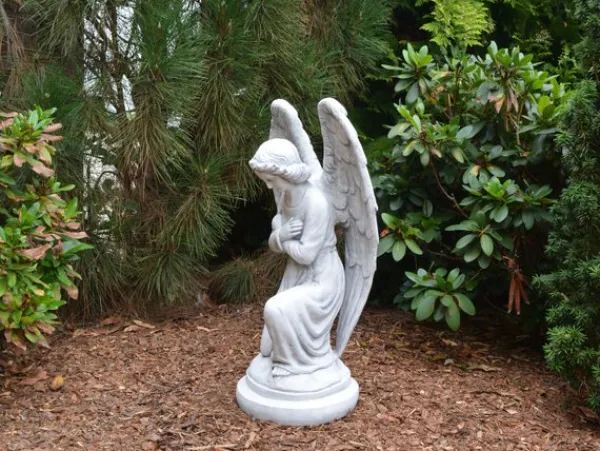 Gartendekoparadies Enfants & Anges-Statue d'ange sur socle rond