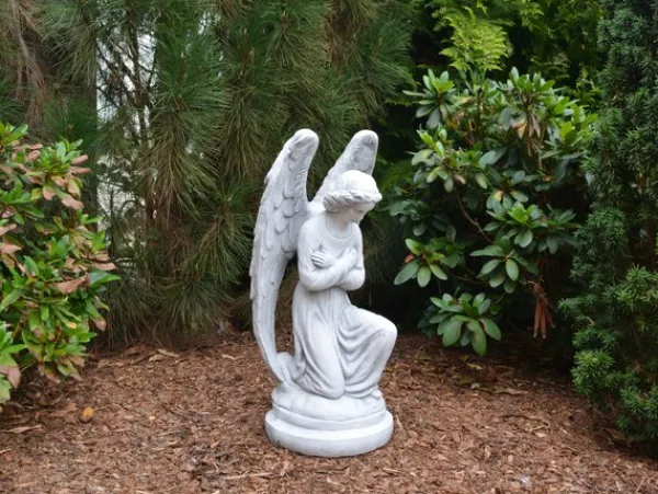 Gartendekoparadies Enfants & Anges-Statue d'ange sur socle rond