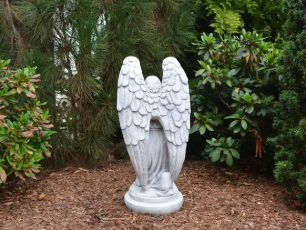 Gartendekoparadies Enfants & Anges-Statue d'ange sur socle rond