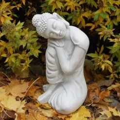 Gartendekoparadies Bouddhas-Statue d'un bouddha agenouillé