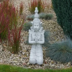 Gartendekoparadies Bouddhas-Statue d'un gardien de temple agenouillé