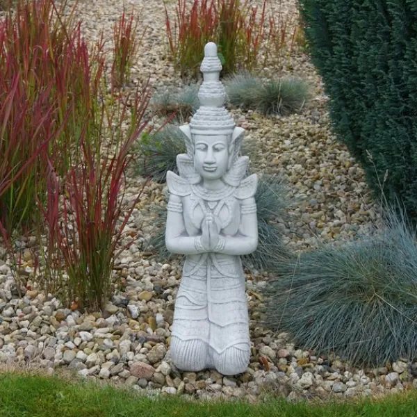 Gartendekoparadies Bouddhas-Statue d'un gardien de temple agenouillé