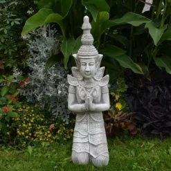 Gartendekoparadies Bouddhas-Statue d'un gardien de temple agenouillé