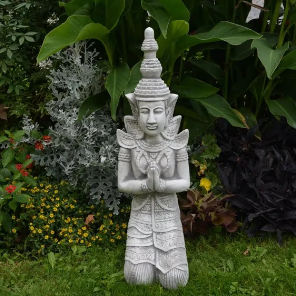 Gartendekoparadies Bouddhas-Statue d'un gardien de temple agenouillé