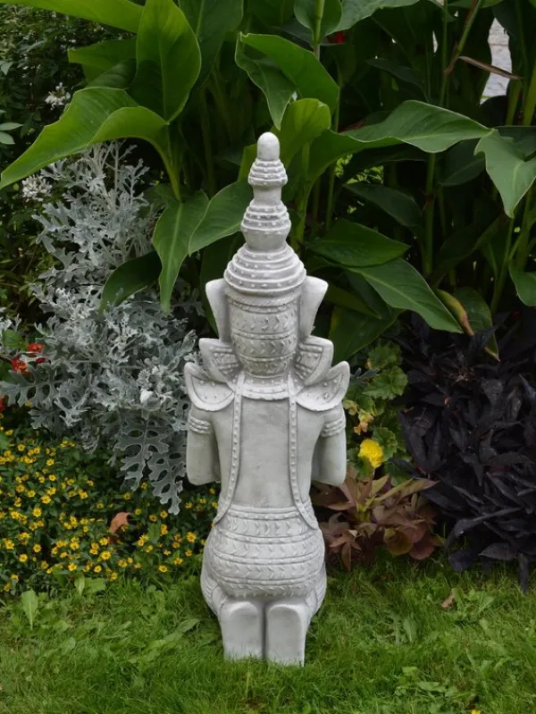 Gartendekoparadies Bouddhas-Statue d'un gardien de temple agenouillé