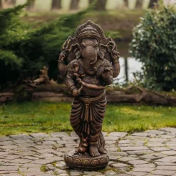 Gartendekoparadies Figures & Statues|Bouddhas-Statue en pierre du divin Ganesha dans une palette de couleurs exclusive