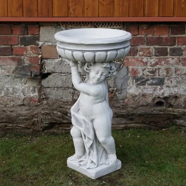 Gartendekoparadies Jardinières-Statue garçon avec bol de plantes à droite