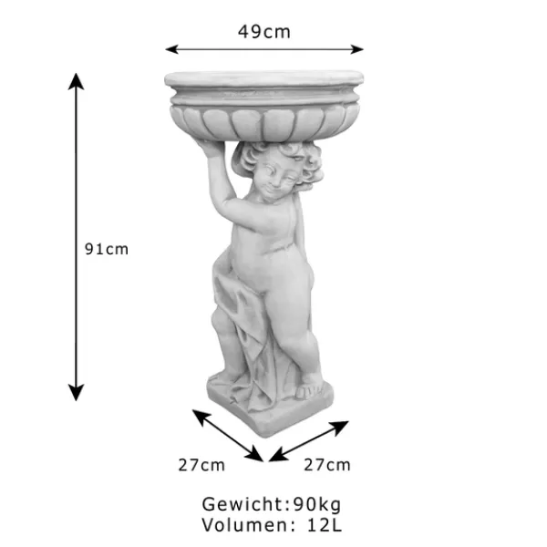Gartendekoparadies Jardinières-Statue garçon avec bol de plantes à droite