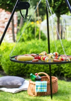 Gartendekoparadies Bols À Feu & Poêles De Jardin-Trépied 180 cm avec moulinet