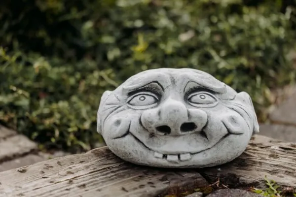 Gartendekoparadies Figures & Statues-Tête de pierre avec un drôle de visage