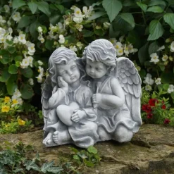 Gartendekoparadies Enfants & Anges-Une paire d'anges aide le bonheur sur son chemin