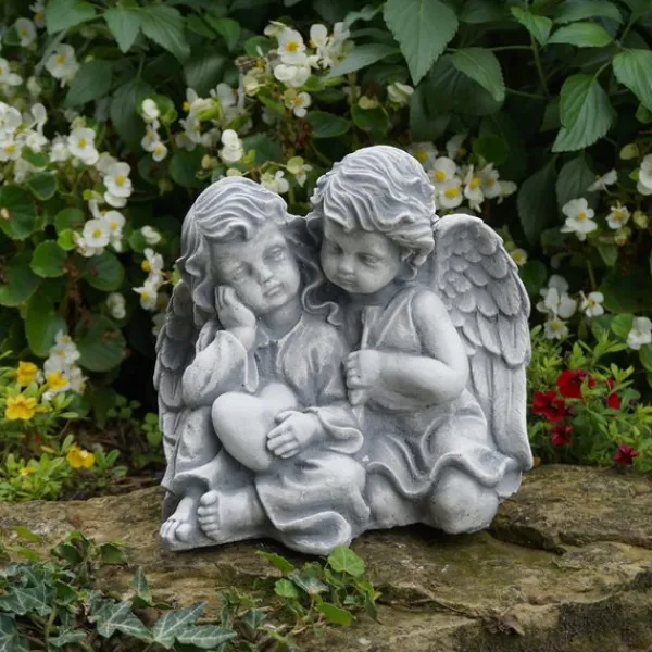 Gartendekoparadies Enfants & Anges-Une paire d'anges aide le bonheur sur son chemin