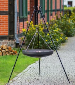 Gartendekoparadies Bols À Feu & Poêles De Jardin-Wok Trépied 180 cm avec manivelle – en acier