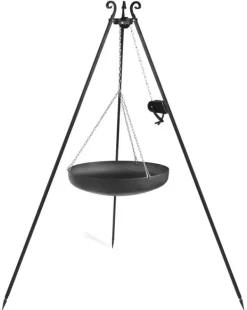 Gartendekoparadies Bols À Feu & Poêles De Jardin-Wok Trépied 180 cm avec manivelle – en acier