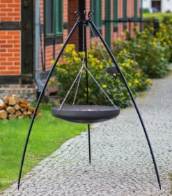 Gartendekoparadies Bols À Feu & Poêles De Jardin-Wok Trépied 200 cm avec manivelle – en acier