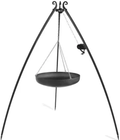 Gartendekoparadies Bols À Feu & Poêles De Jardin-Wok Trépied 200 cm avec manivelle – en acier